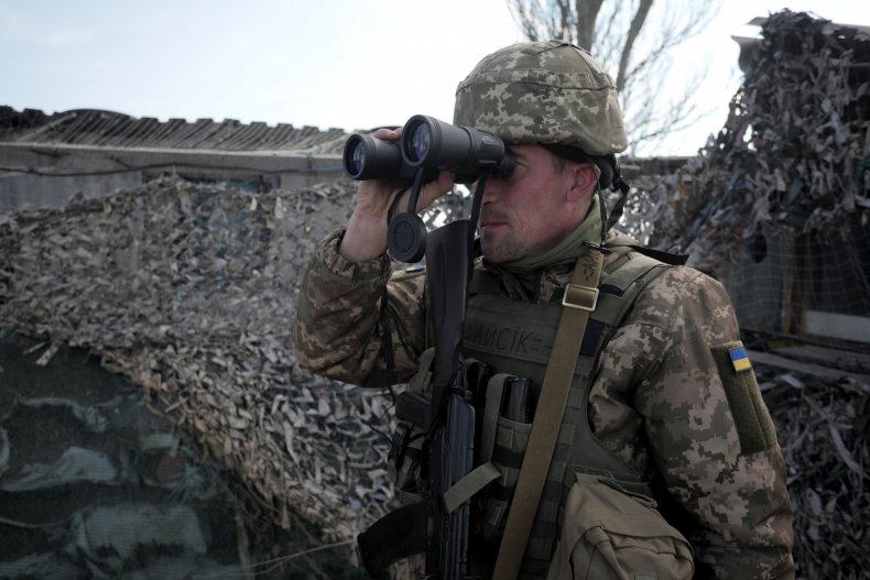 Ukraine soldier at front line Mariupol Russia