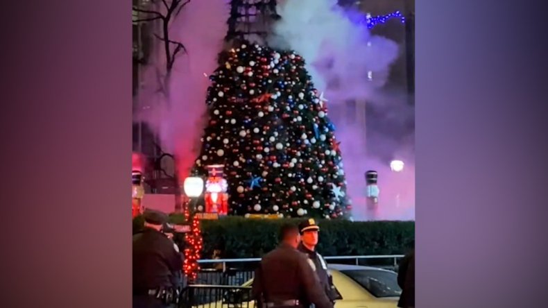 Christmas Tree Fire Outside Fox News (VIDEO)