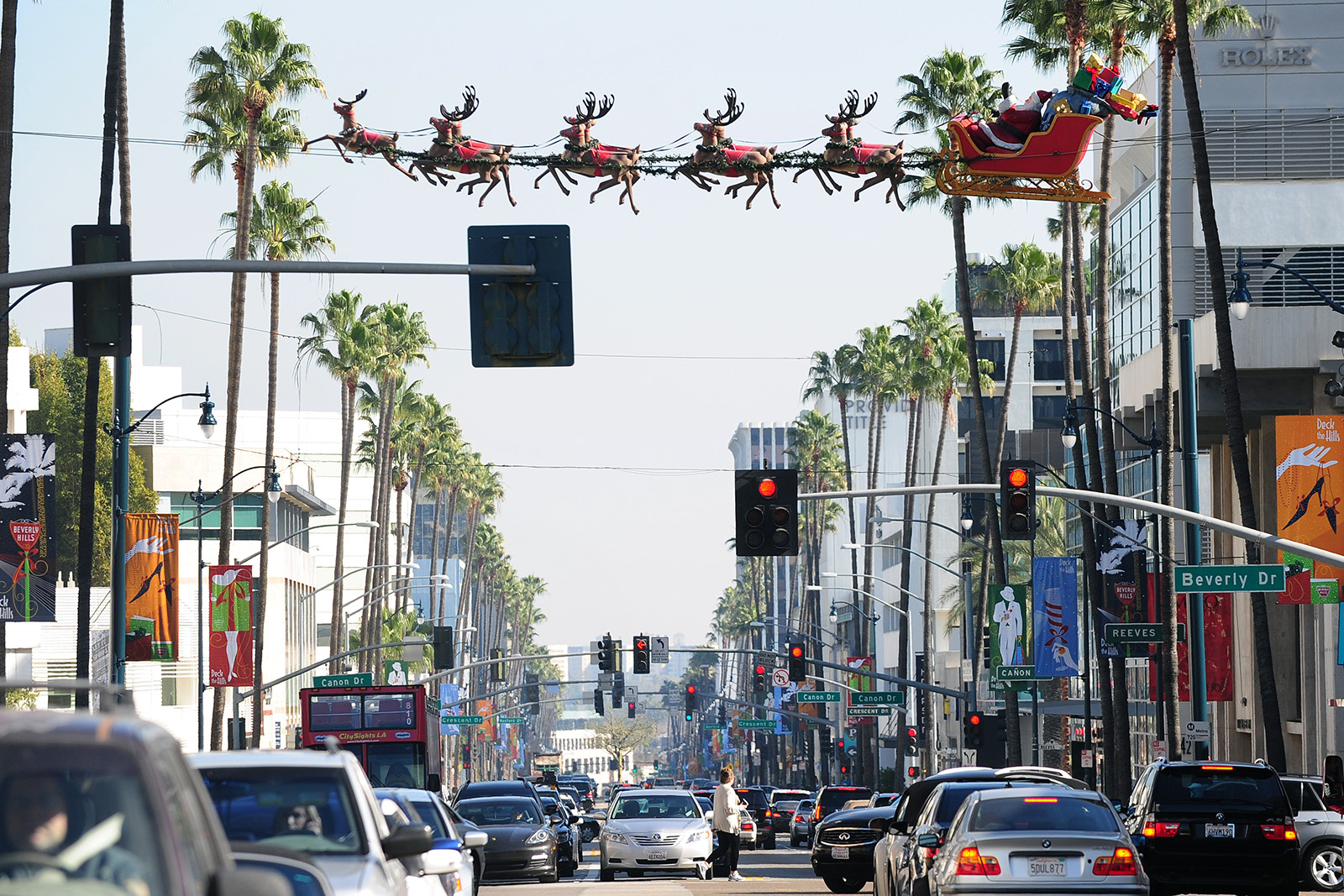 Christmas Wilshire Boulevard Los Angeles Reindeer Santa