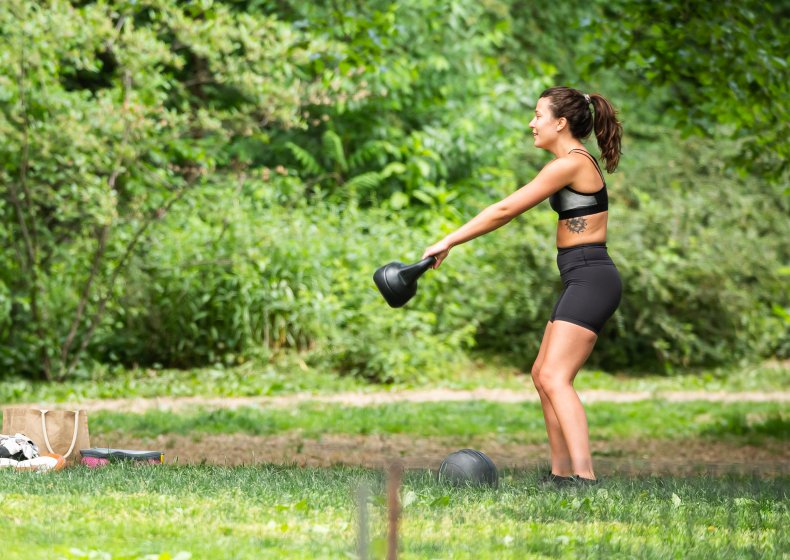 A person exercising in NYC's Central Park.