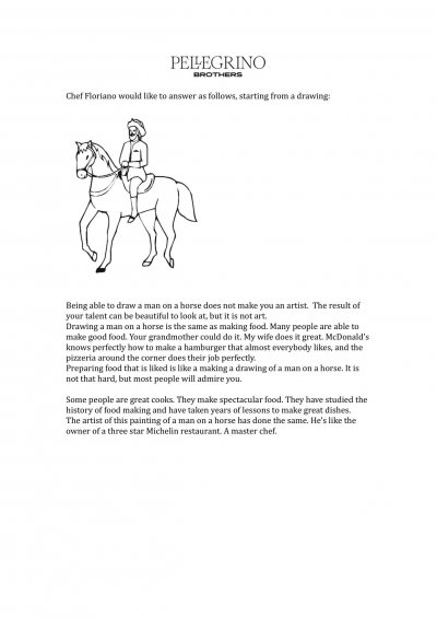 Chef Florianos statement. Chef Florianos statement.