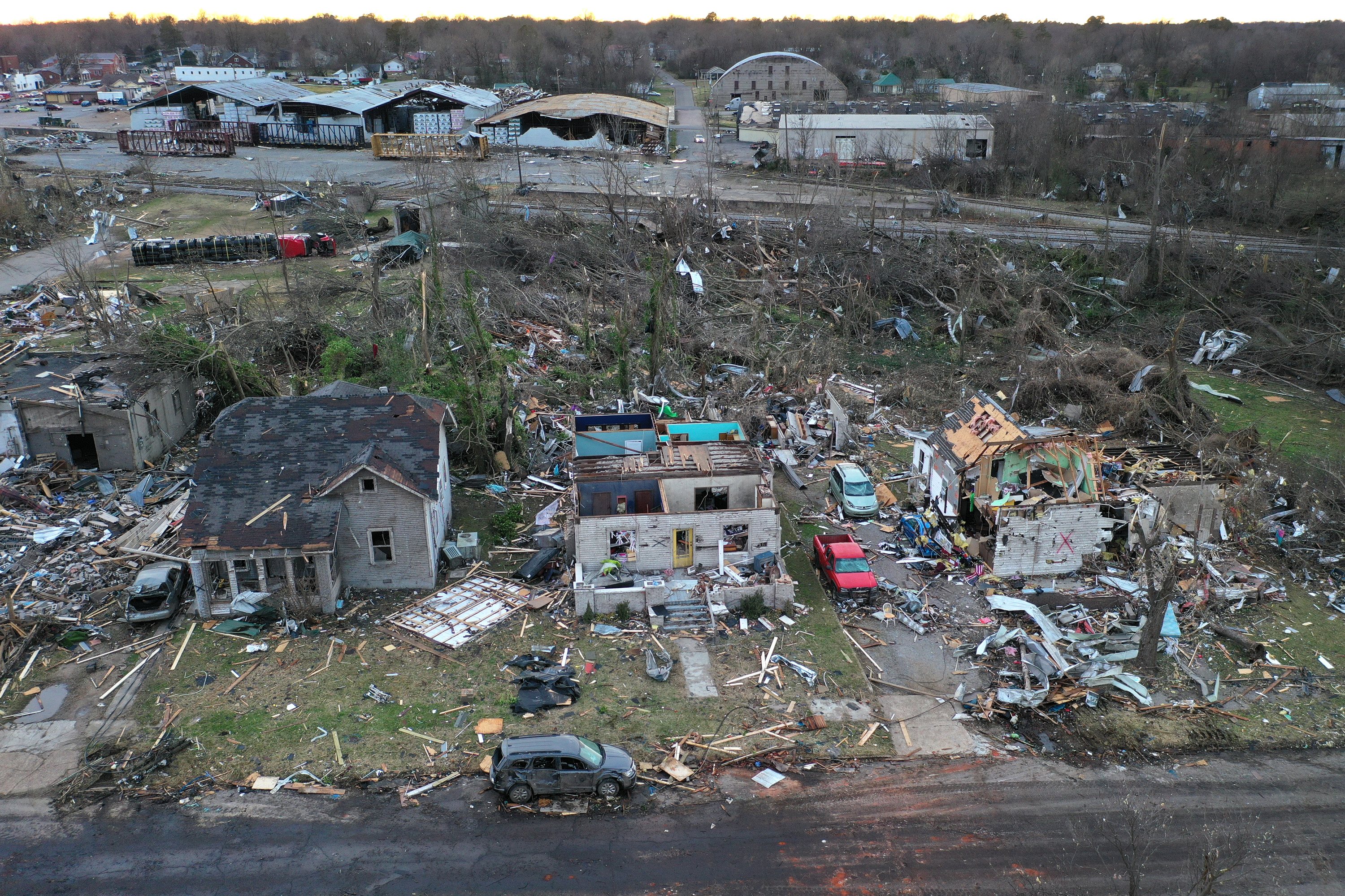 Aerial Photos Show Scale Of Devastation In Tornado-Hit Mayfield, Kentucky