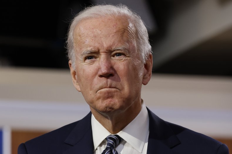 Joe Biden answers reporters' questions.
