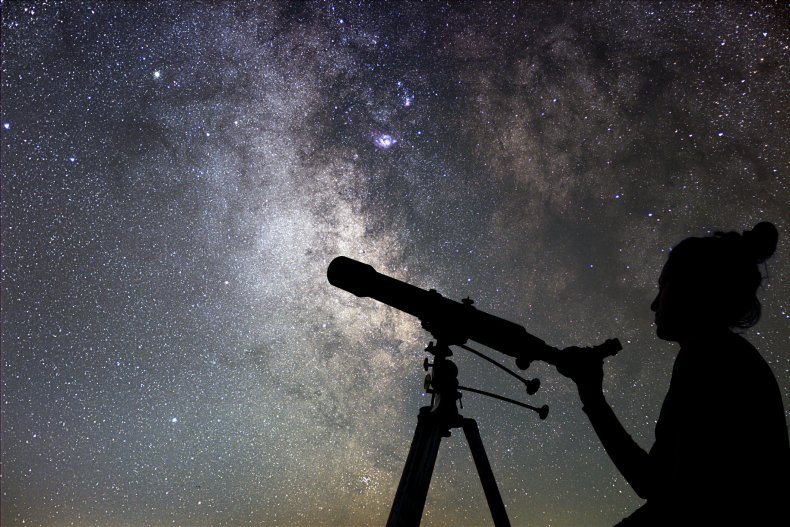 Person with telescope