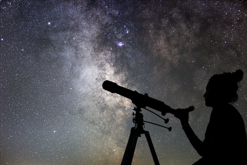 Person using telescope