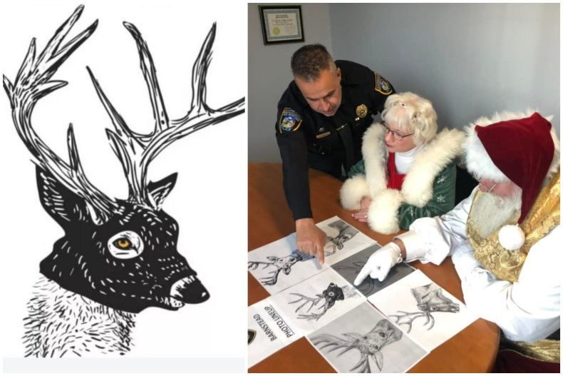 Santa looking at reindeer e-fits.