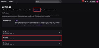 Twitch Notification Settings Menu Twitch Notification Settings Menu