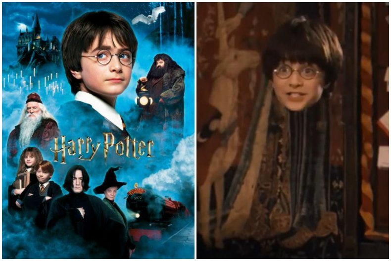 Harry Potter movie poster and screengrab. 