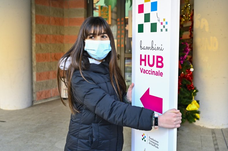Italian child waiting for vaccine