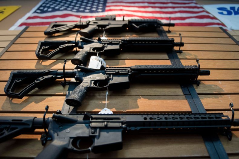 Gun shelf with American flag