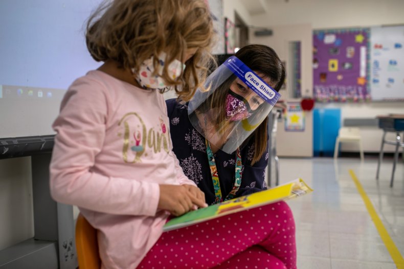 A First Grader Wears a Mask