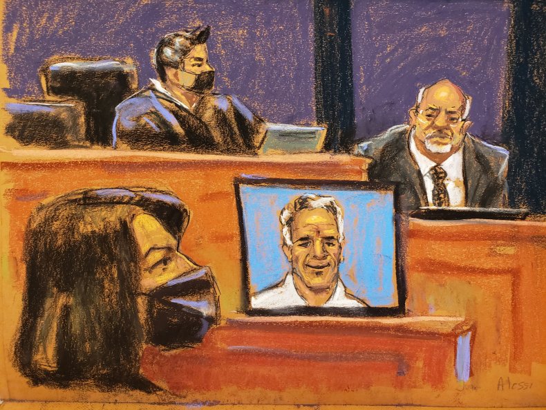 Courtroom sketch of the Ghislaine Maxwell trial