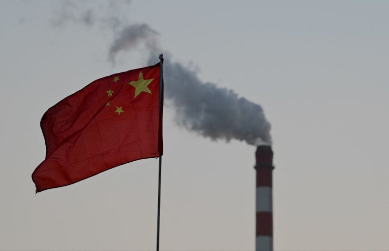 China's national flag flutters