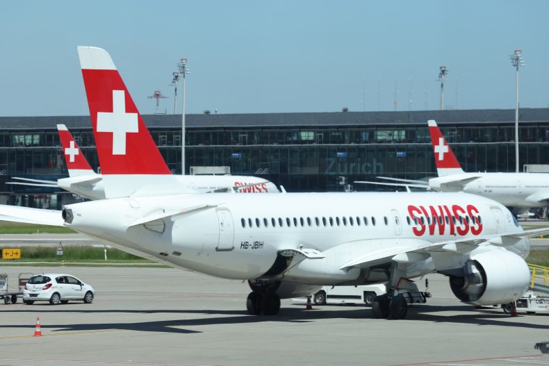 Passenger planes at Zurich airport