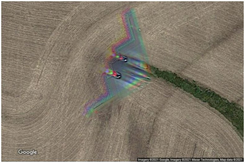 Stealth bomber on Google Maps. 