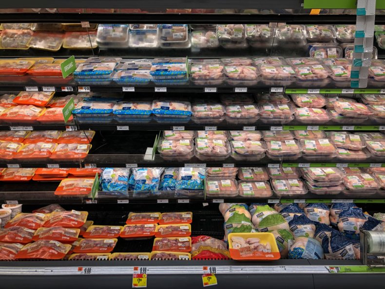 Packaged chicken at store
