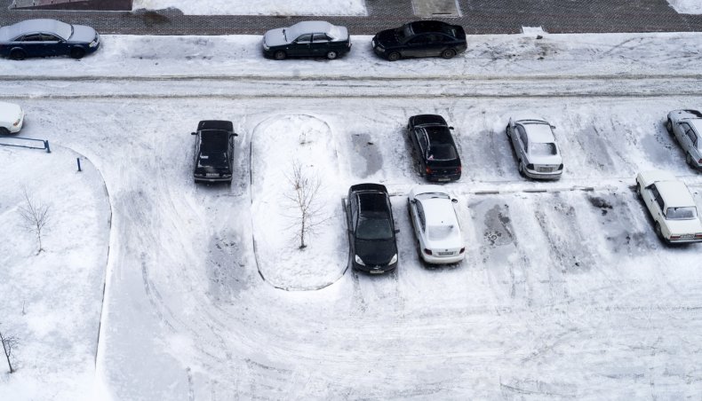 Parking lot with snow