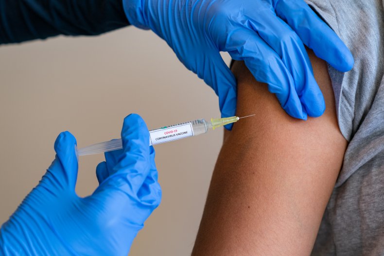 Individual receiving a coronavirus vaccine