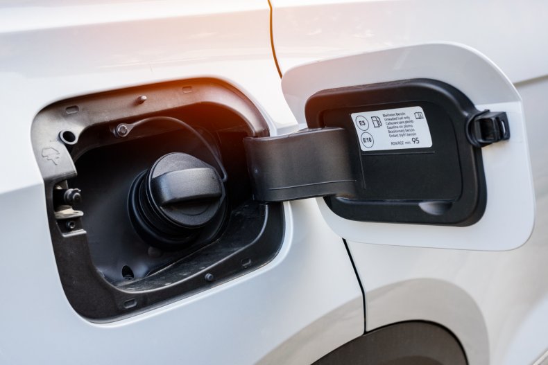 A car's open gas tank