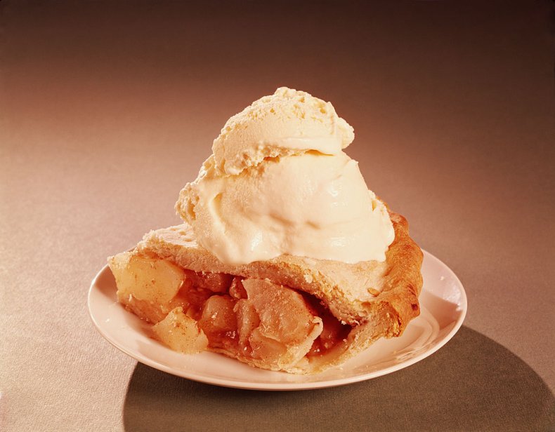 Slice of apple pie with ice cream