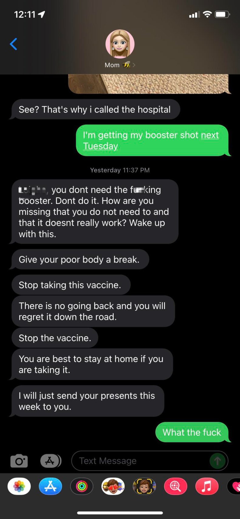 An exchange between a mom and daughter.