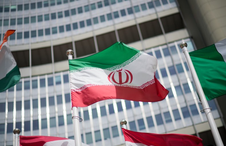 Iran flag by IAEA HQ in Vienna