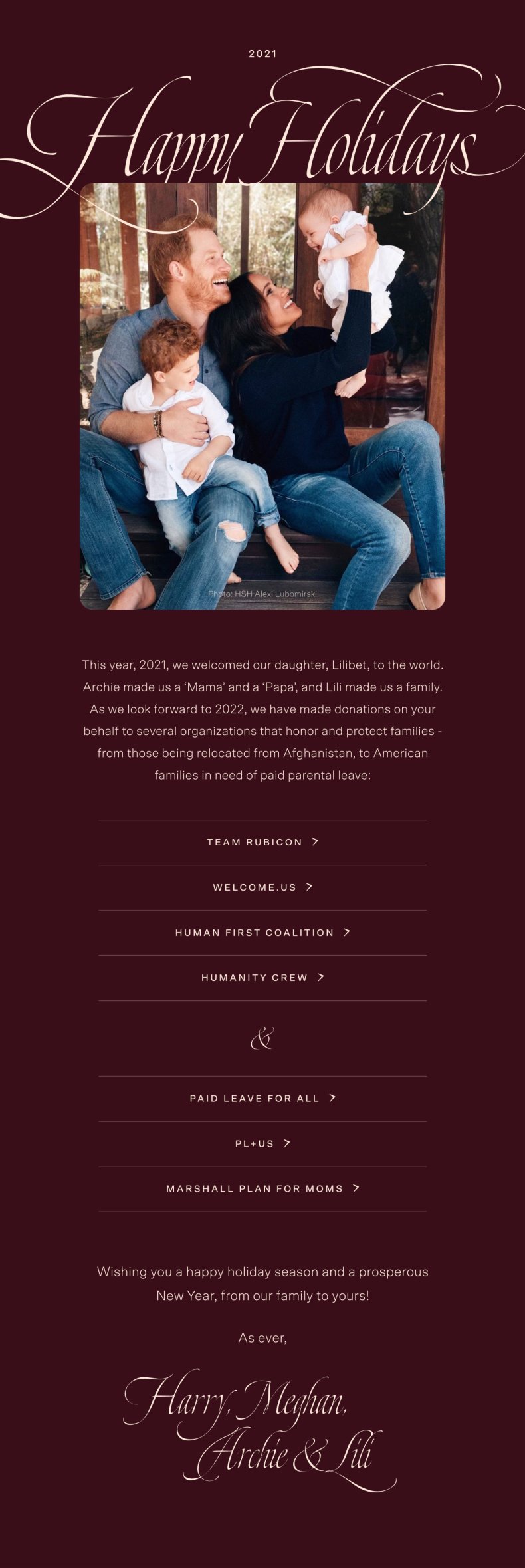 Meghan Markle, Prince Harry's 2021 Christmas Card