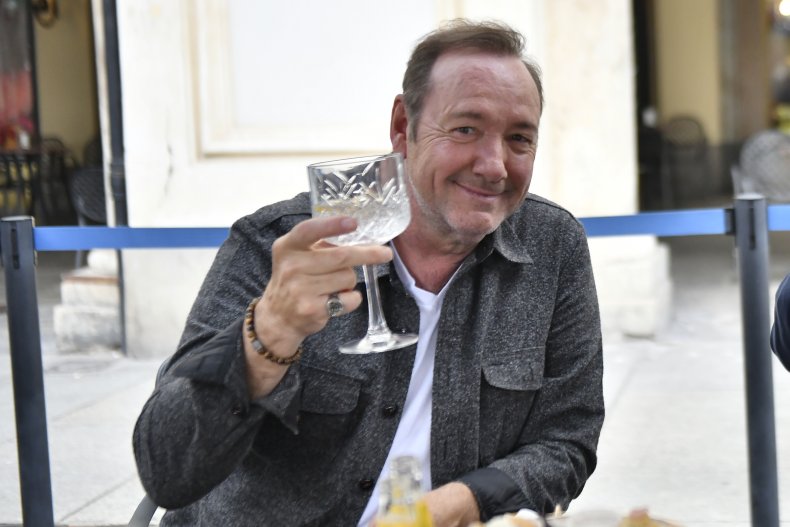 Kevin Spacey with a drink
