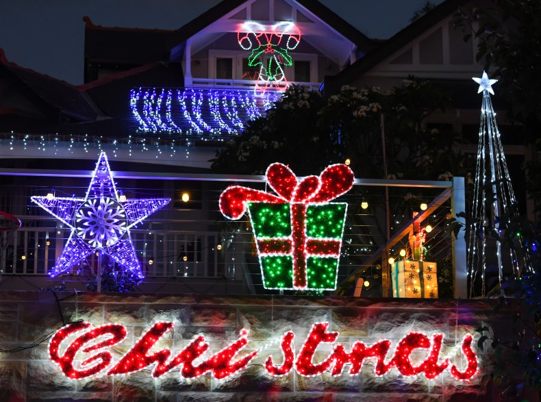 Christmas Lights Display on House