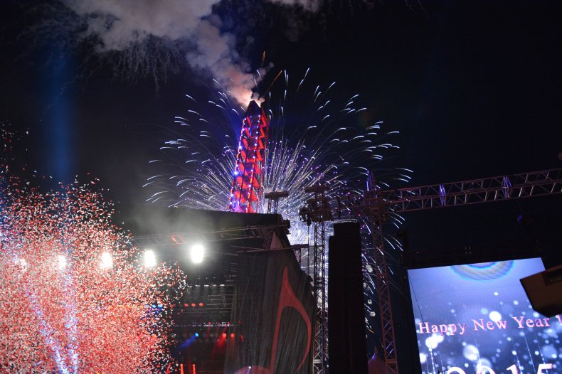 A New Year's fireworks display in Nashville.
