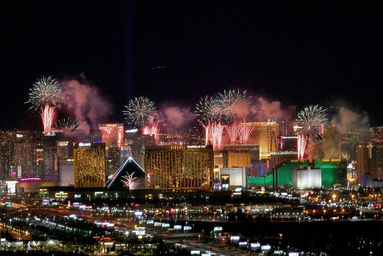 New Year's Eve fireworks in Las Vegas.
