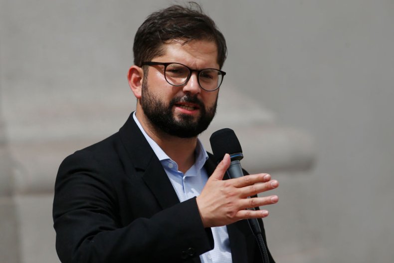 Newly elected President Gabriel Boric speaks