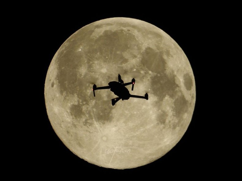 Drone capturing moon