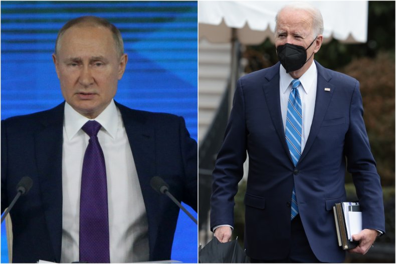Presidents Vladimir Putin and Joe Biden