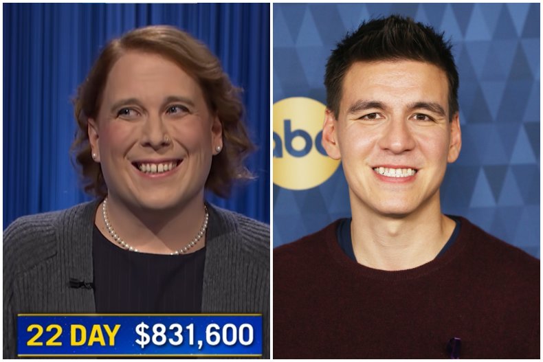 "Jeopardy!" champs Amy Schneider and James Holzhauer