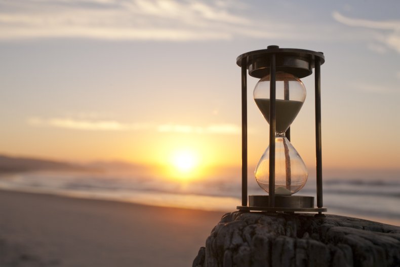 Hourglass on beach