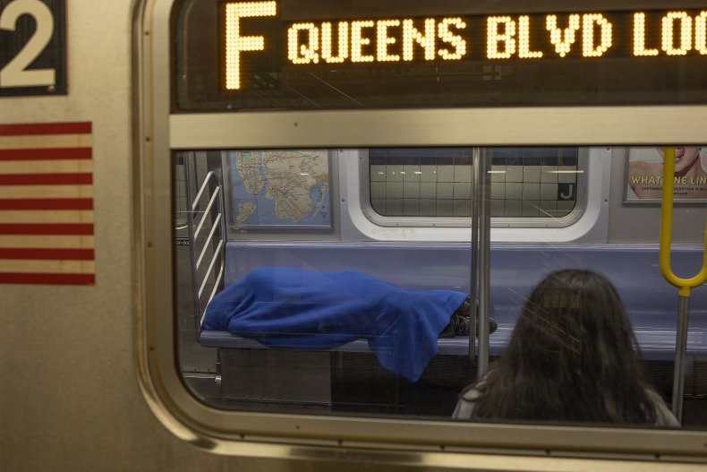 New York, subway, homeless person