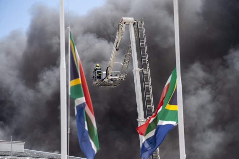 South Africa, parliament, fire, firefighters