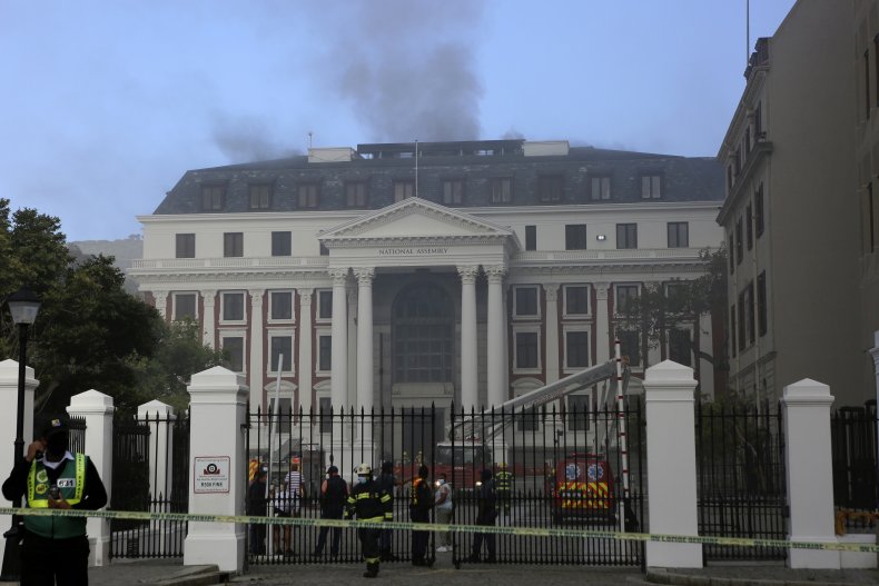 South Africa, parliament, fire