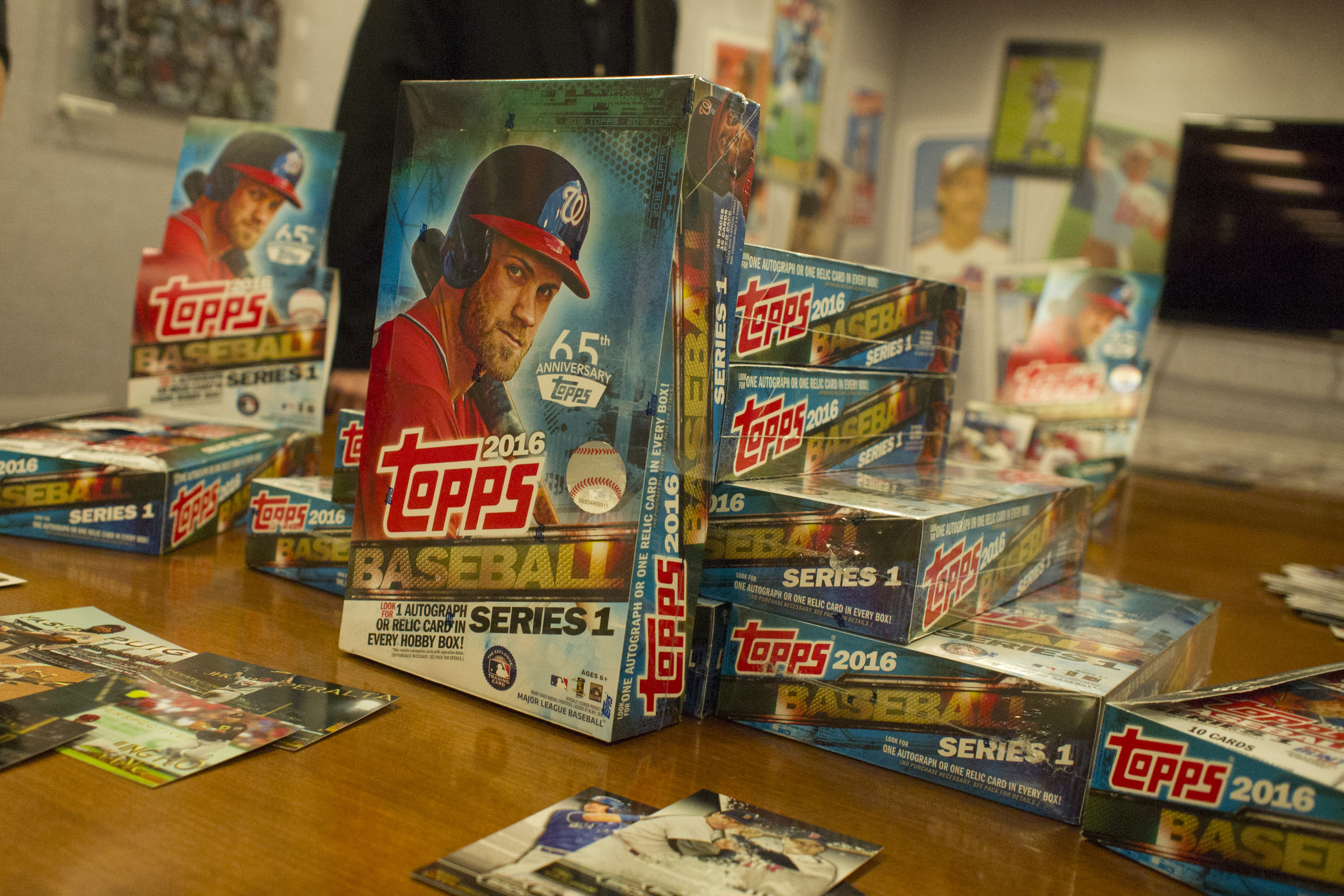 Signing my own baseball cards at the Topps headquarters 