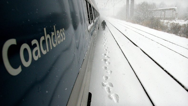 Amtrak Train With Major Snowfall