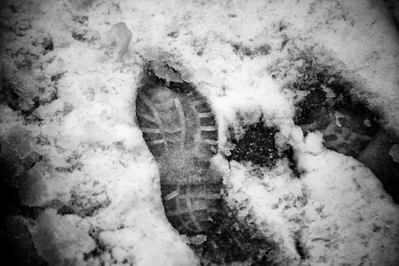 File photo of snowy footprint. 
