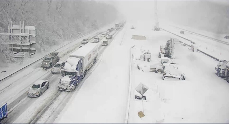Motorists Stuck in Snow Storm