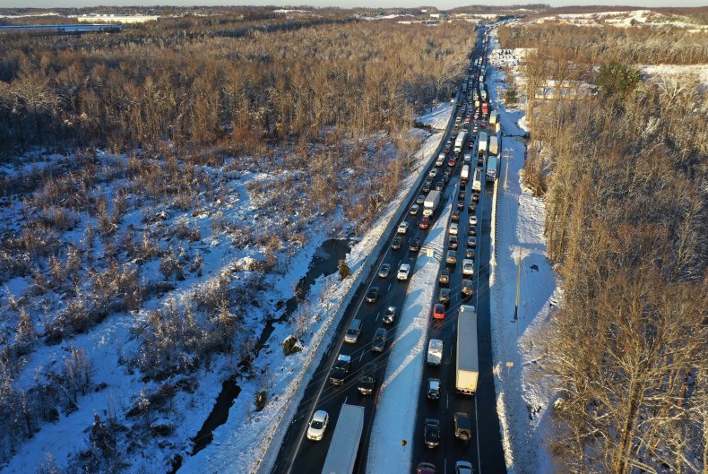 Winter Storm, I-95, Standstill, Cars Stranded