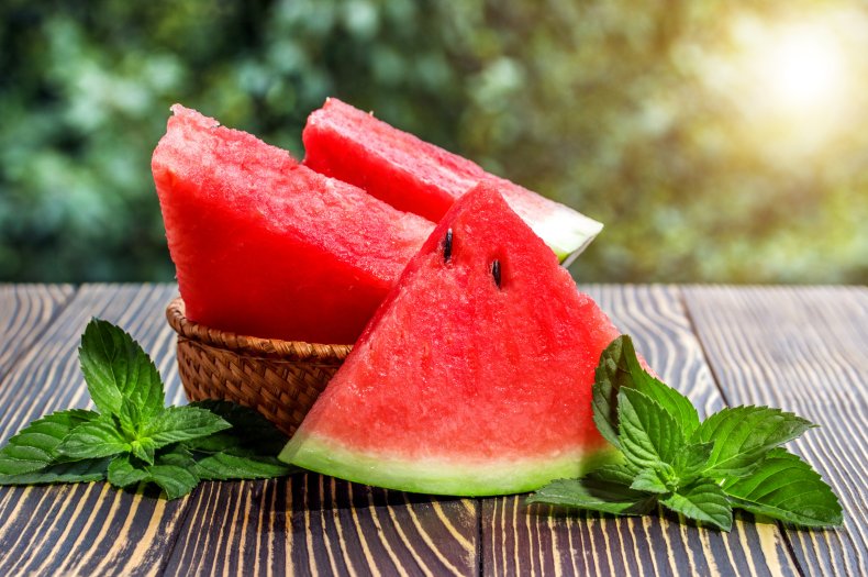 Fresh slices of watermelon.