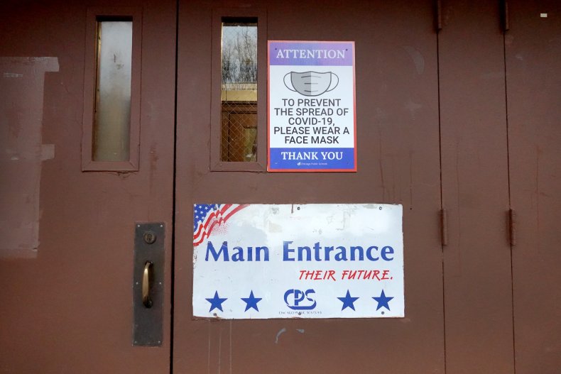 A sign on a Chicago school door