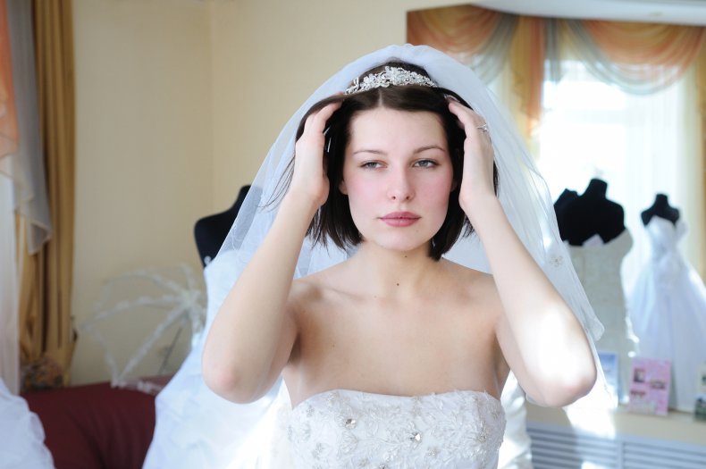 An unhappy looking bride.
