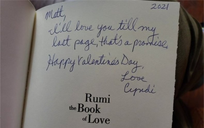 A page from a Valentine's Day gift.