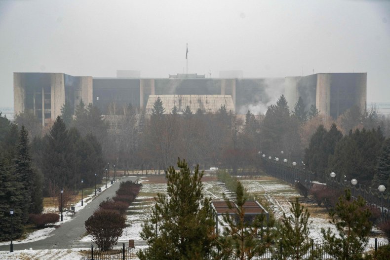 Kazakhstan, protests, Almaty, administrative, building