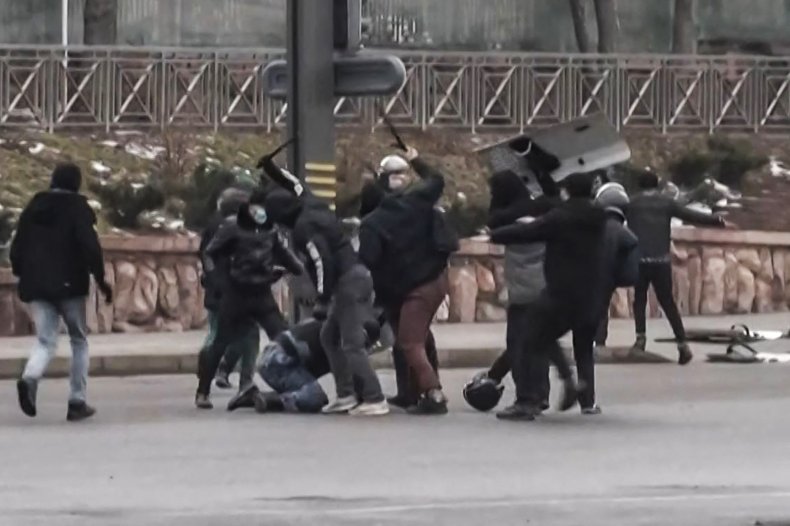 Protesters clash in Almaty, Kazakhstan